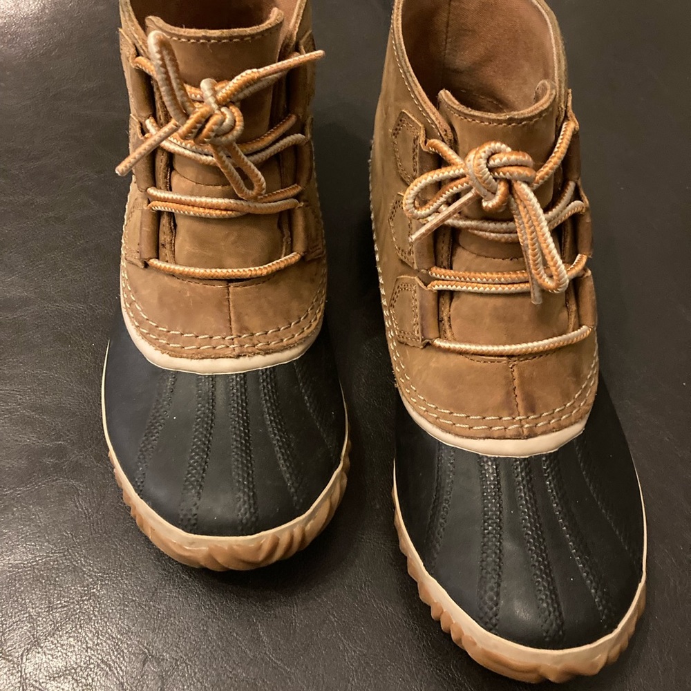 Sorel Out N About Leather Winter Ankle Boot Women's Brown Size 8.5